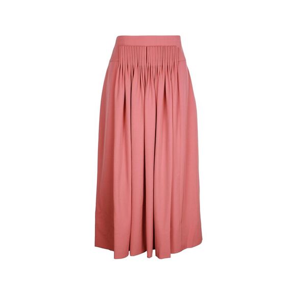 Hermes Front-Pleat Midi Skirt in Pink Wool - Picture 1 of 5